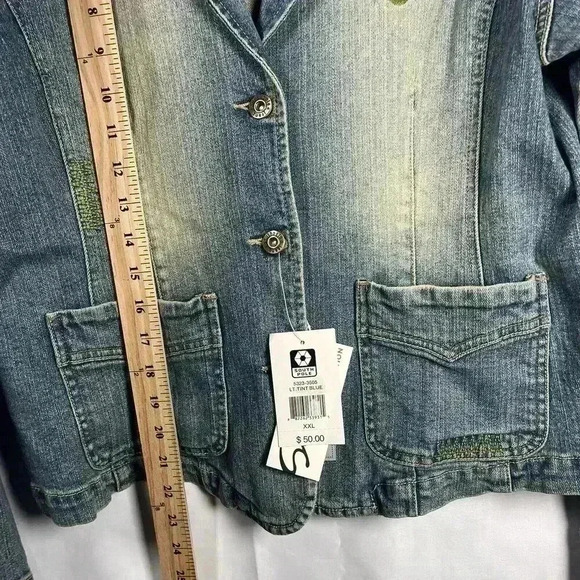 South Pole Denim Jacket Juniors XXL Blue Bleached Y2K NEW - Picture 7 of 8